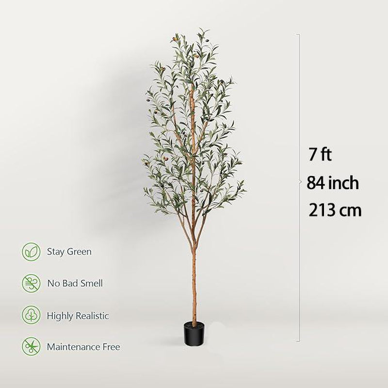 Olive Tree 6FT Tall Faux Silk Plant for Home Office Decor Indoor Fake Potted Tree with Wood Branches and Fruits