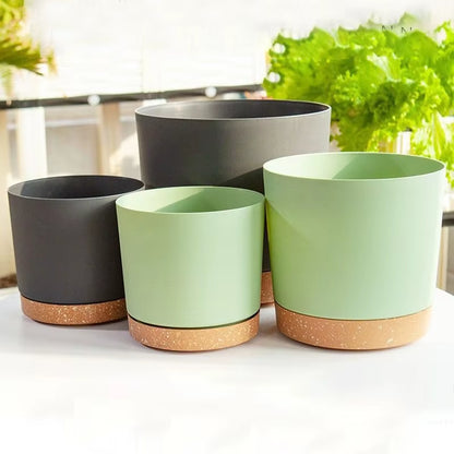 Plant Pot Circular Large Flowerpot Plastic Indoor Plants Succulent Planter with Drainage Bonsai Potted with Tray Home Decoration